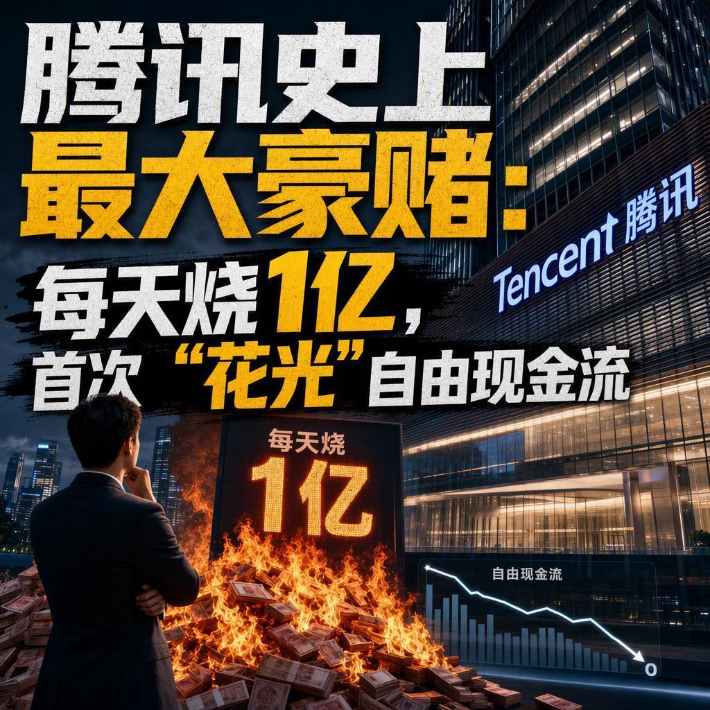 腾讯Q2财报刚公布，一个数字让所有人都没想到：22年来，自由现金流首次转负。营