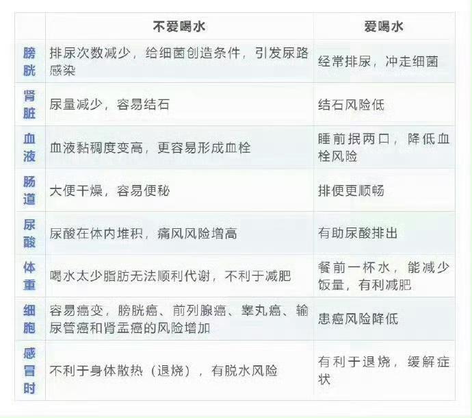 爱喝水与不爱喝水，身体有什么区别？