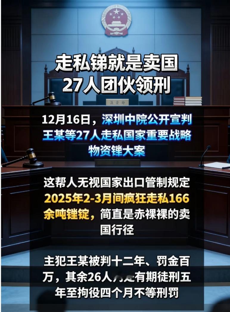 王武彬等27人走私锑锭案被判刑，1. 案件基本情况：2025年12月16日，广
