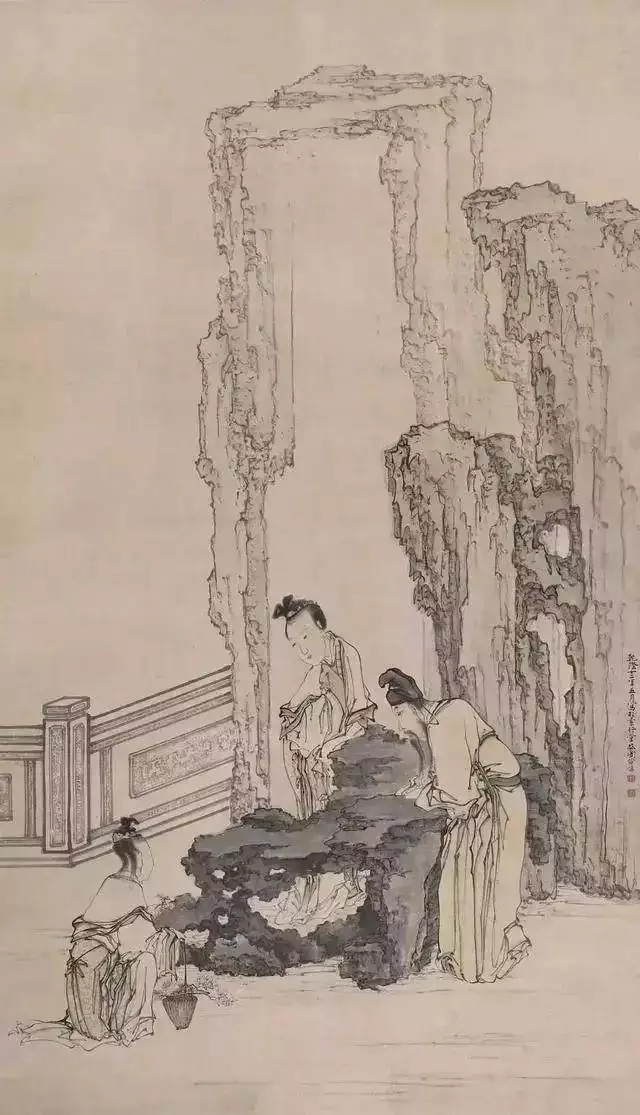 清黄慎《郑侯赏花图轴》。设色纸本立轴，纵一六六点三厘米，横九十四点六厘米，尺幅