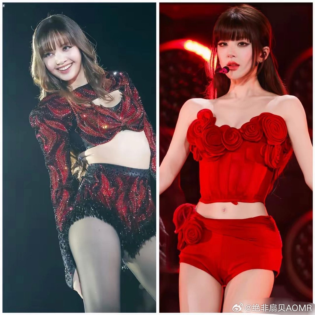 赵露思和她的偶像lisa越来越像了，剪了一样的刘海，穿衣风格也一样了！