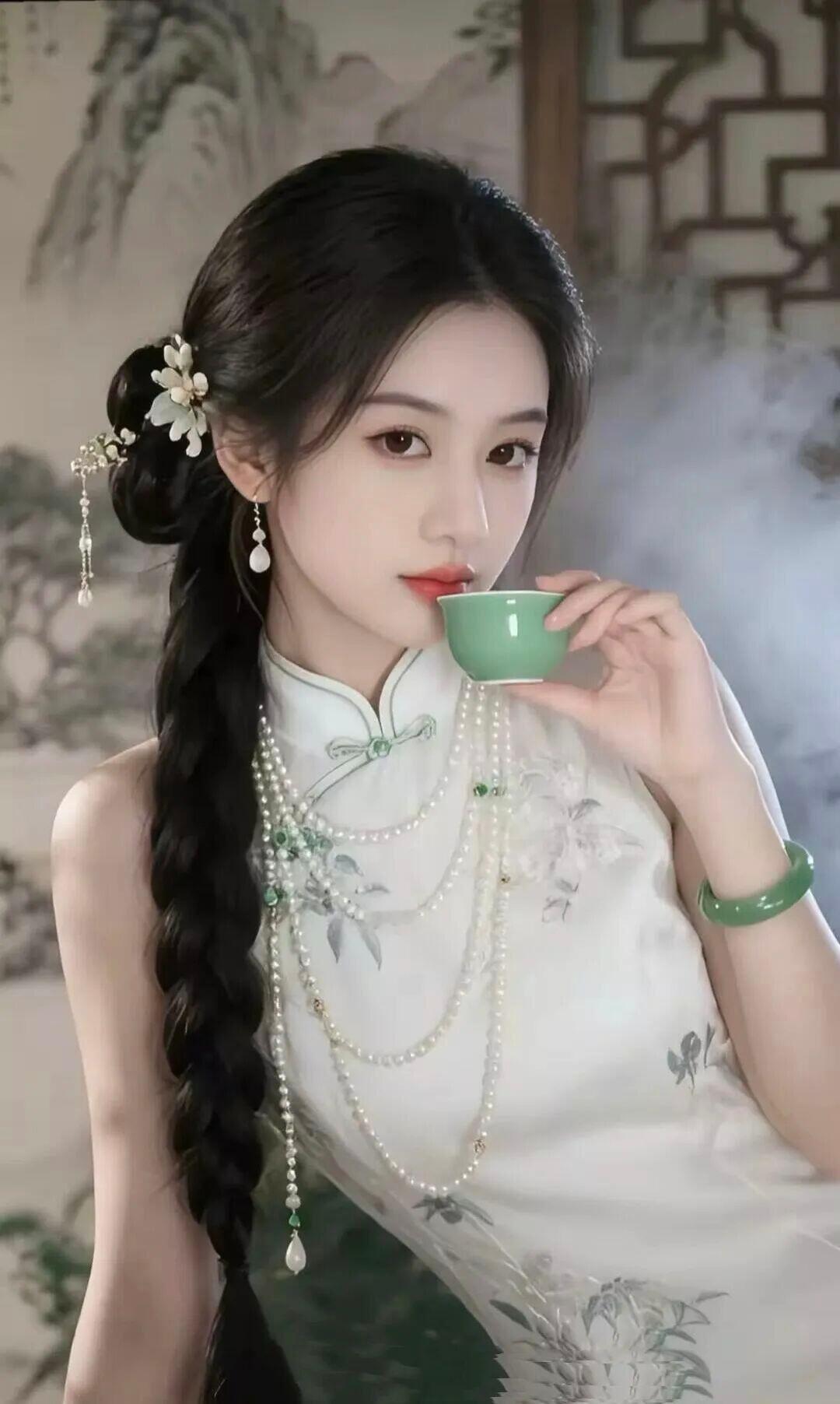 古典美人品茗图，韵味十足！