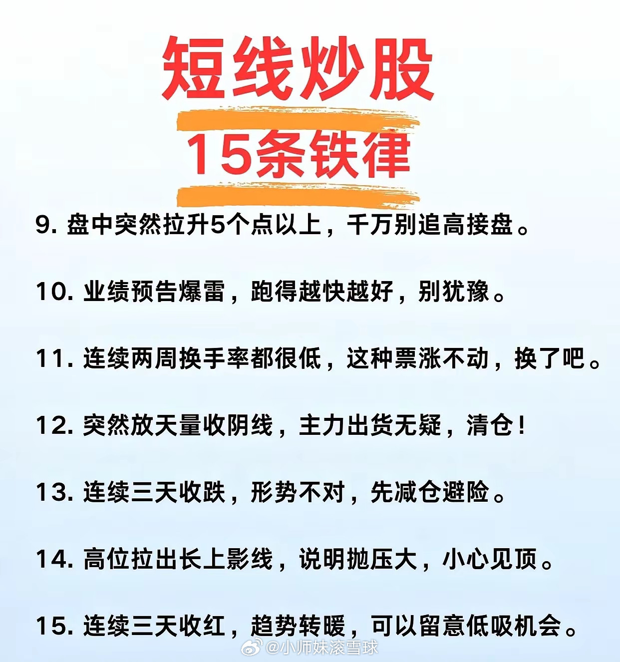 短线炒股要做到这15条，包赢！​​​​再加上会选股:小盘子，有活性，换手率较高，