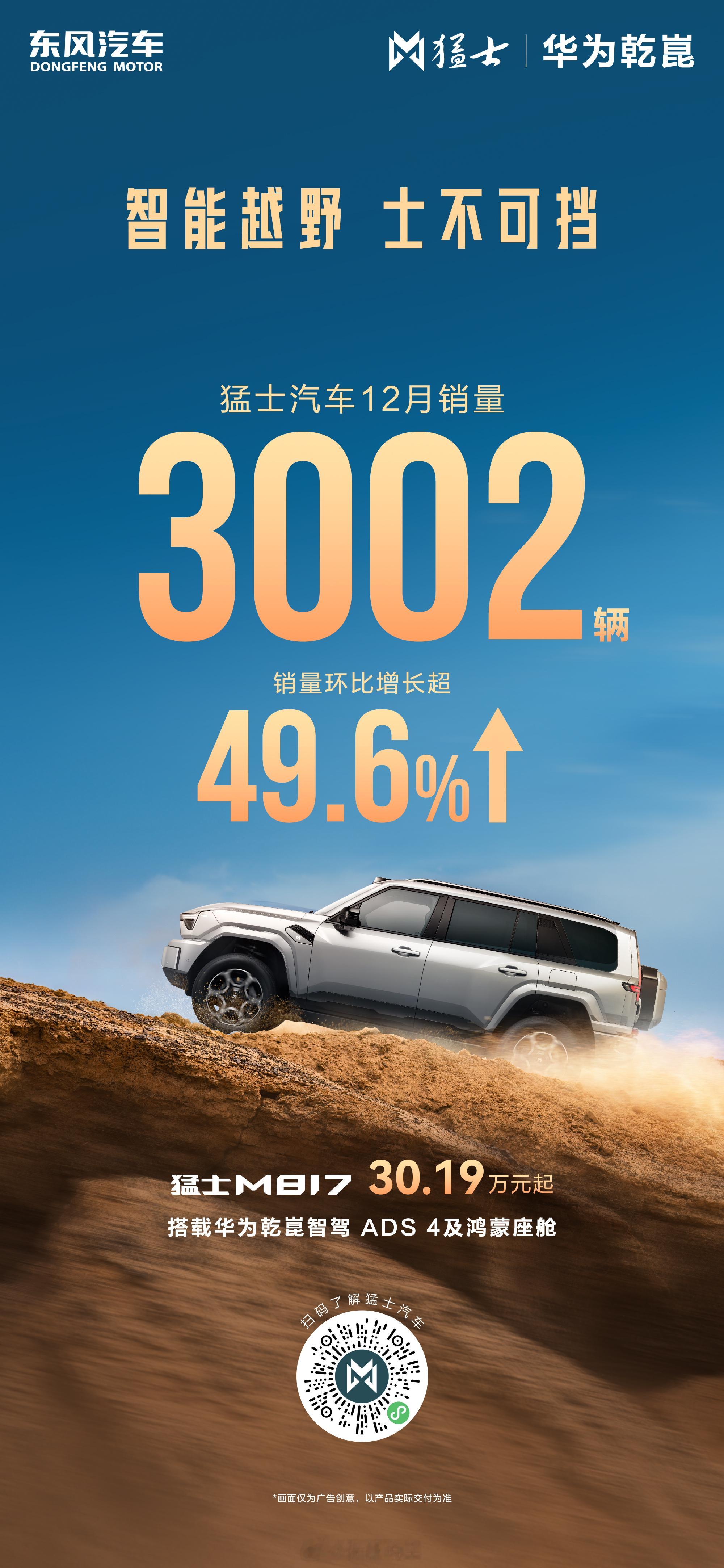 智能越野士不可挡猛士汽车2025全年累计销量10228台同比增长387%让生