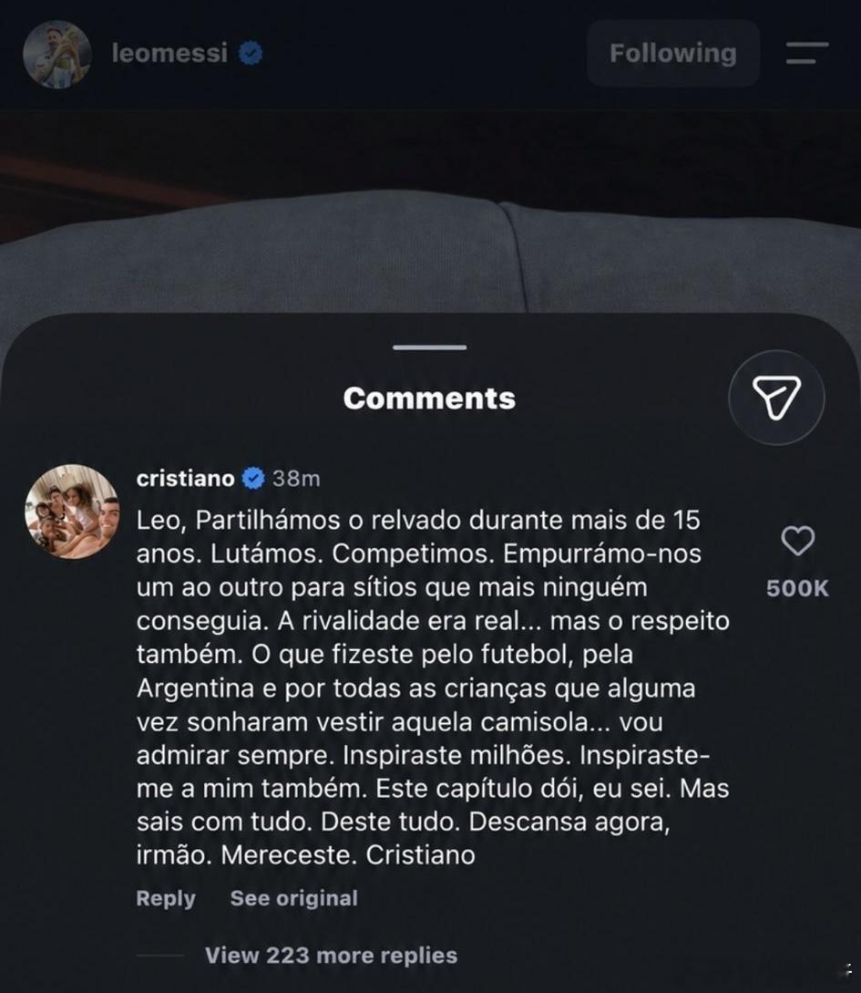 C罗告别梅西绝代双骄，迎来属于他们的温柔告别时刻￼￼￼。随着梅西正式结束自己的阿