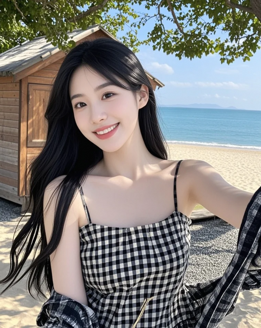 海边的浪漫假期：美女住木屋，绿树环绕，海风轻拂