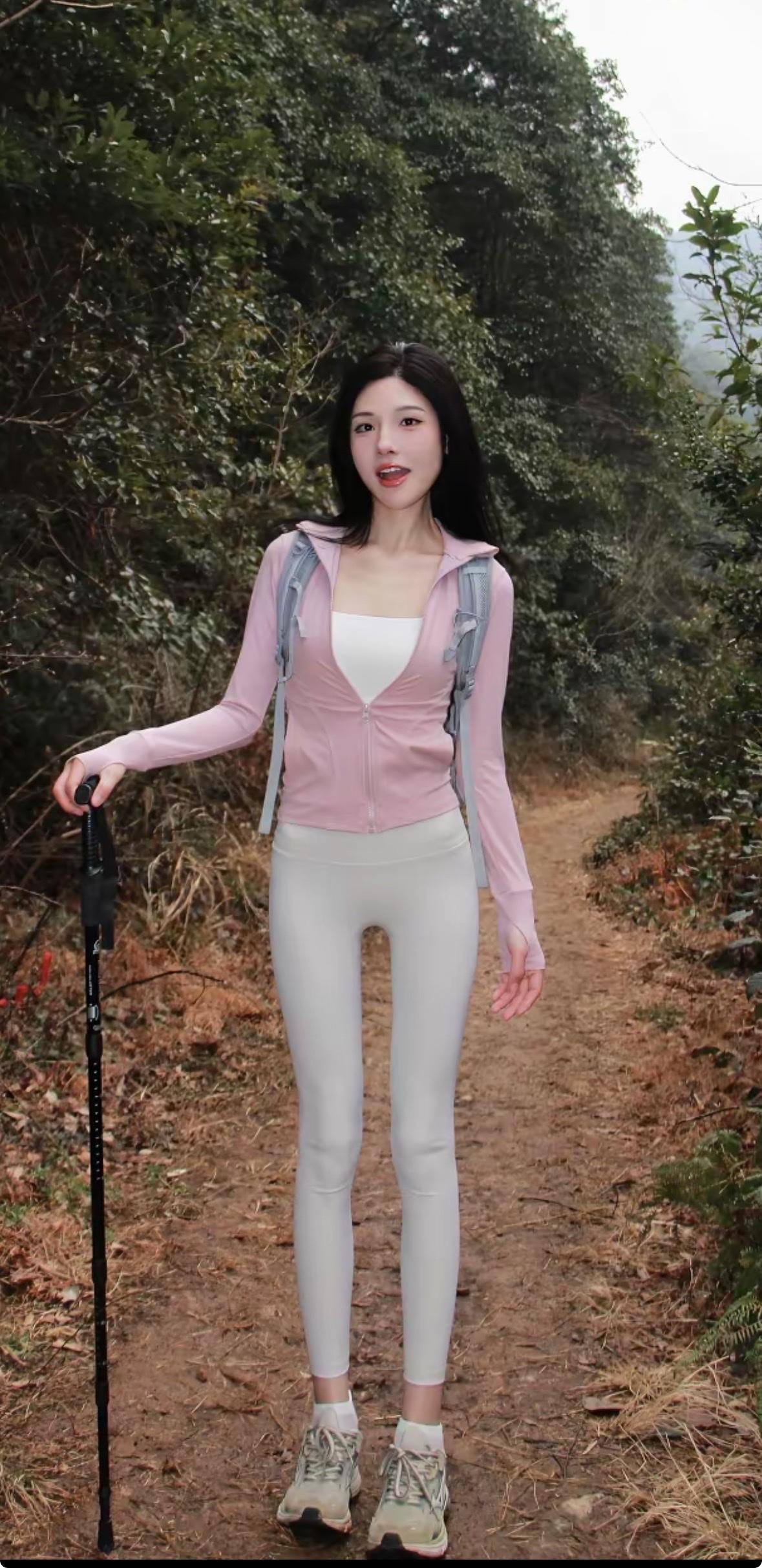 周末的清晨，我独自来到这片静谧的山林。手握登山杖，我沿着泥土小径缓缓前行，粉色外