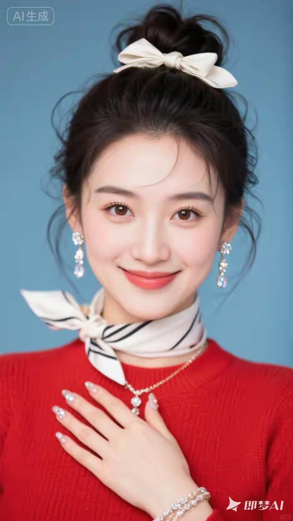 红衣美人笑，玉佩映春光。