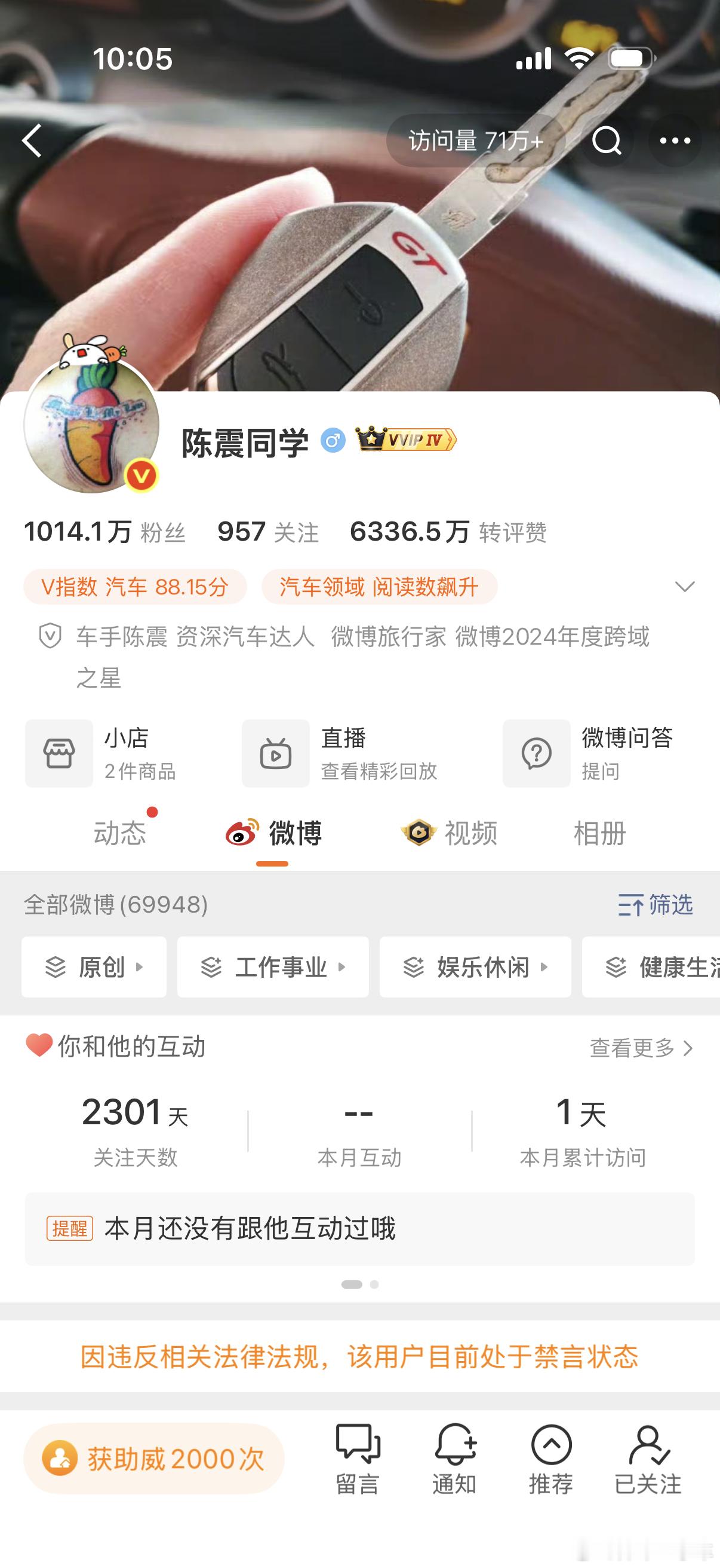 陈震被禁言了真是有点不敢想象襄阳·犀牛二手车