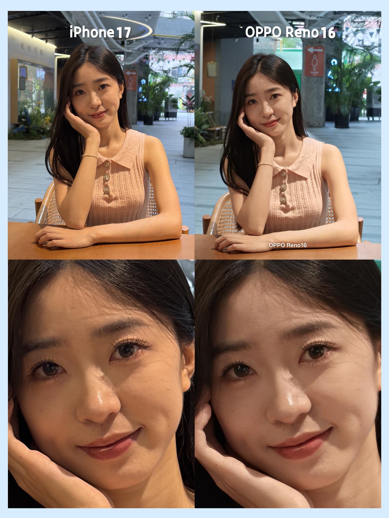 OPPO的人像果然不是吹的！Reno16对比苹果17网上很多人都说苹果拍照很