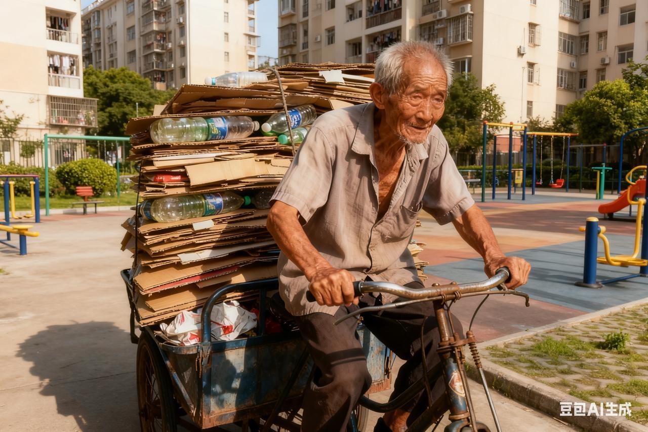 他眯眼看秤星，却暗暗拿脚顶着纸板“偷秤”，完事逃也似的要离开，被我叫住，眼神慌乱