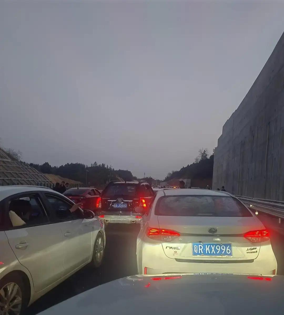 初七凌晨三点多从出发回，刚上京港澳高速就堵成停车场。导航显示前面四十多公里全