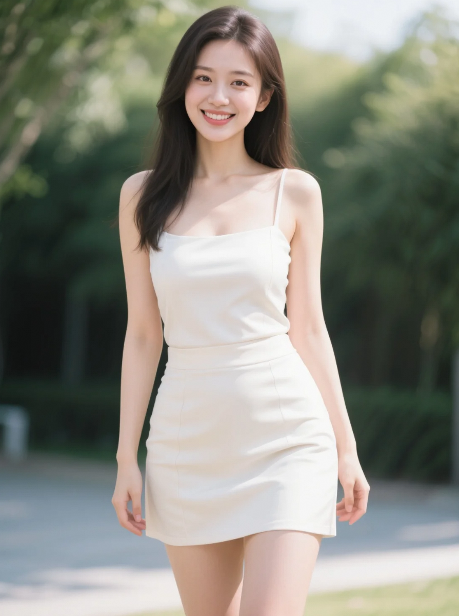 短裙勾勒时尚线，性感美女魅力显