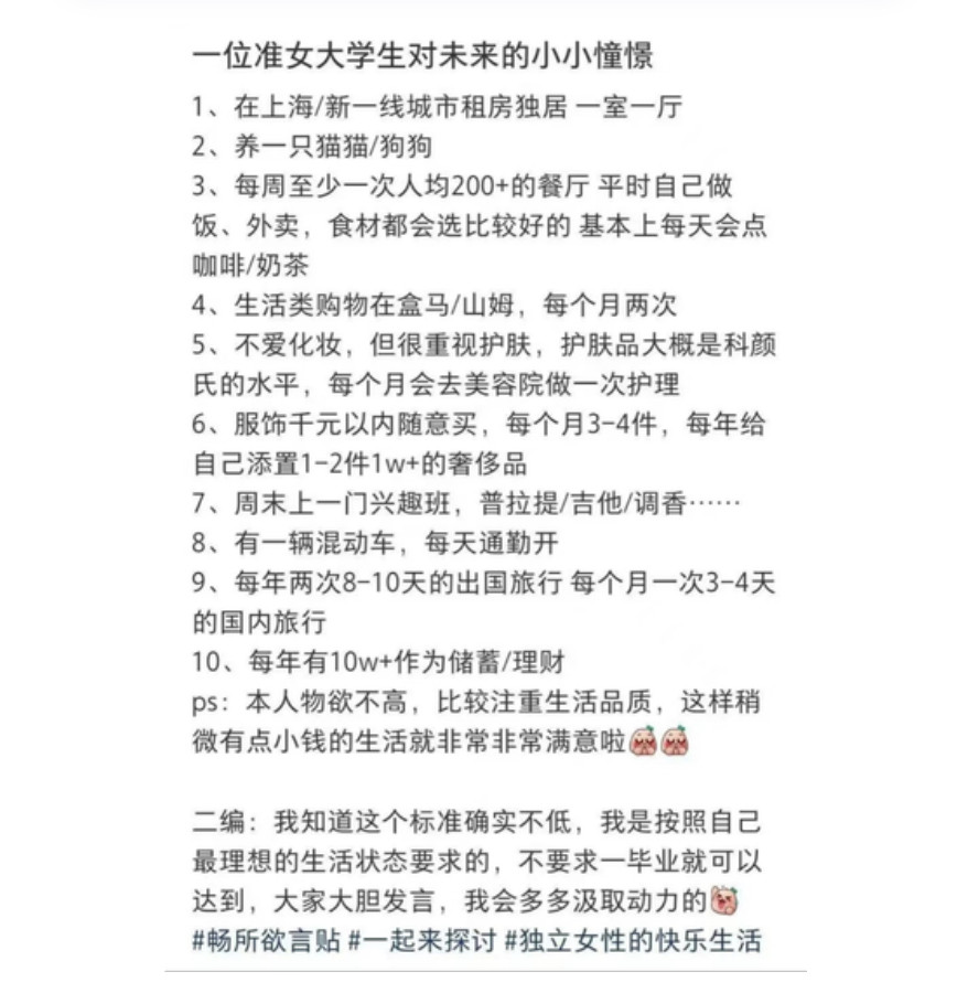小红书一位物欲不高的准女大学生