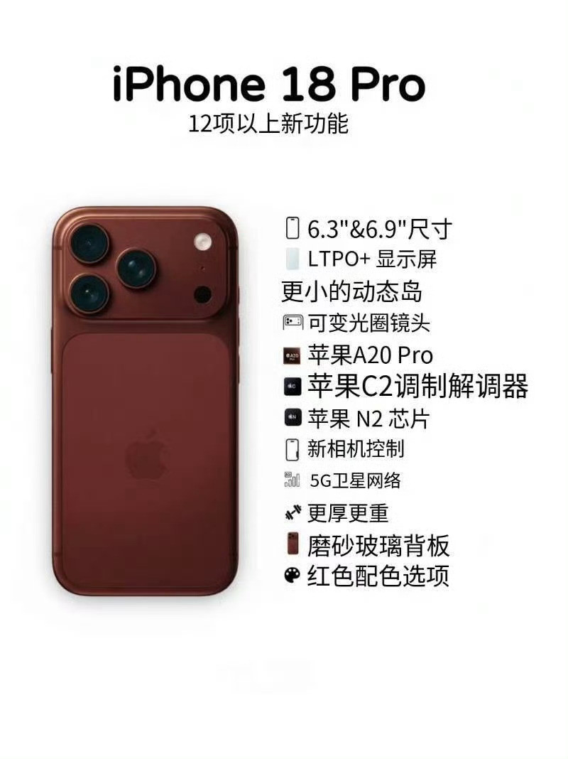 iPhone18Pro配色前瞻虽然我很相信曝光是真的，但真机应该会比这个图好看吧