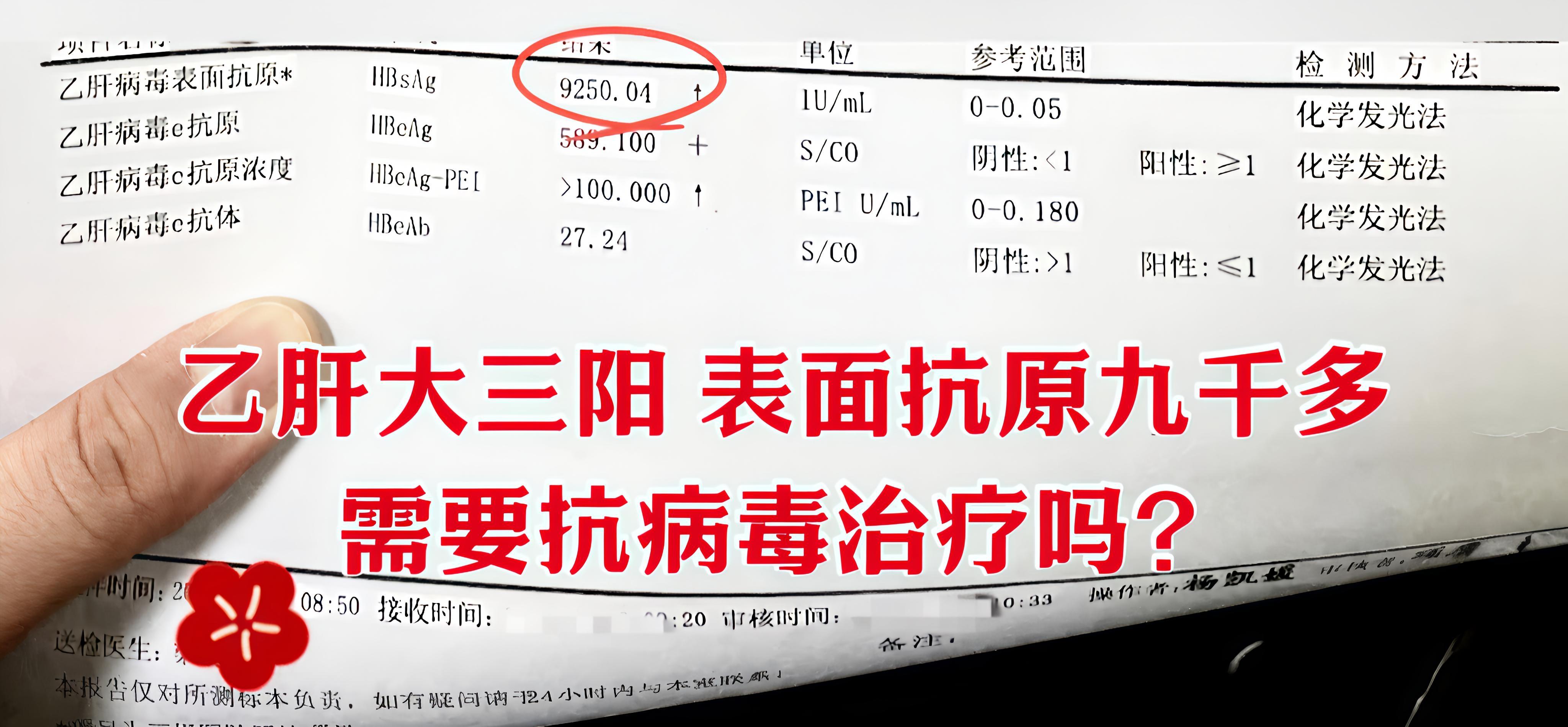 后台有位粉丝朋友发来了他乙肝五项定量的检查单，想知道需不需要抗病毒。乙...