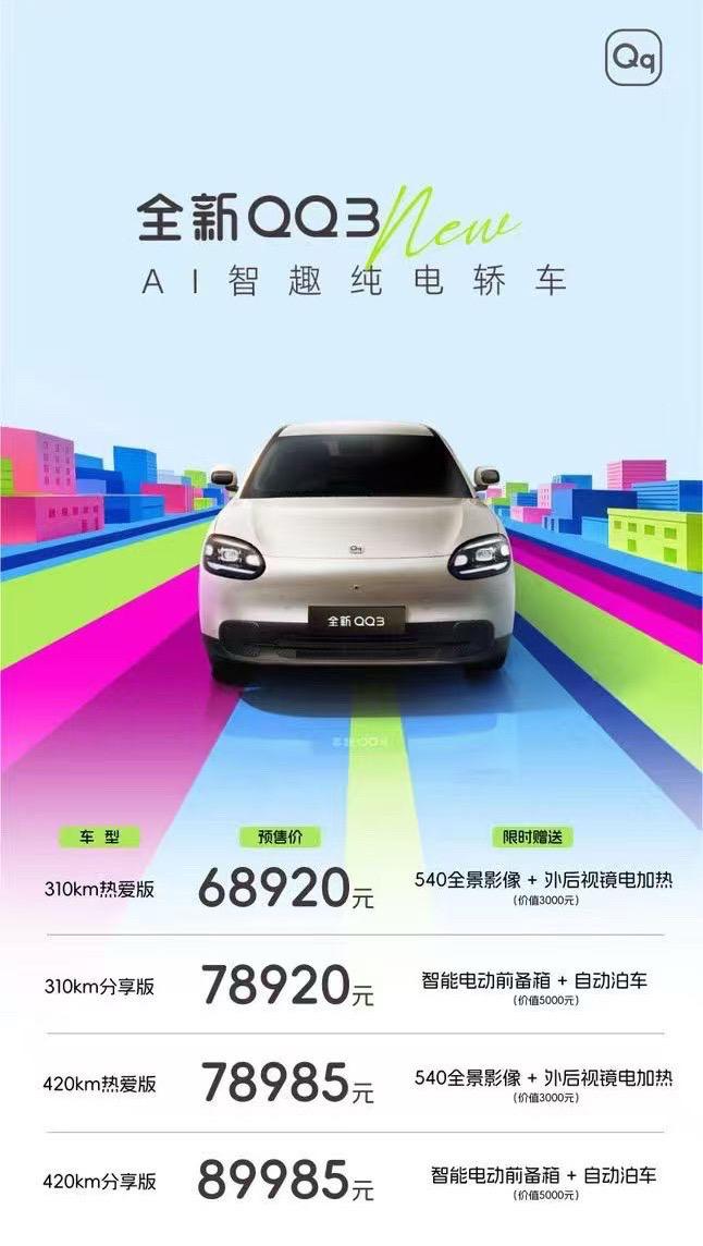 奇瑞，你闹麻呢？全新QQ3的预售价格出来了，有点失望。不说吉利星愿，极狐T1，