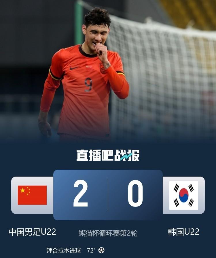 有人欢喜有人愁！即将出征U23亚洲杯的中国U22国家队在熊猫杯上2：0力克韩国队