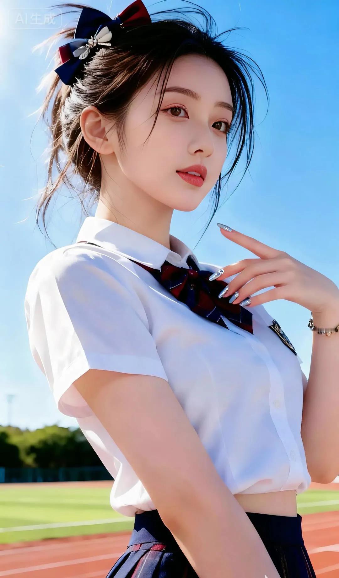 青春洋溢的校园少女，甜美与活力并存！💖📚✨