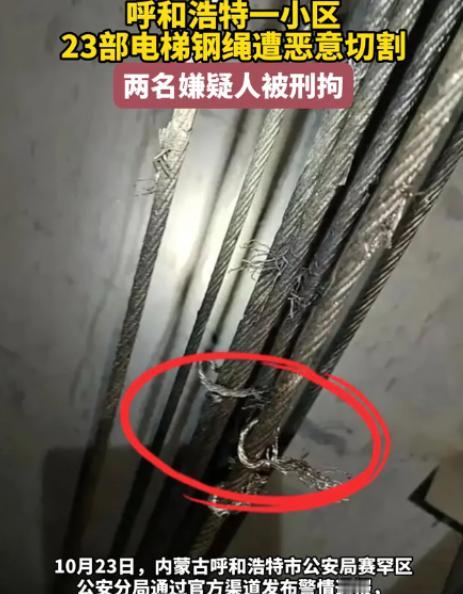 内蒙古呼和浩特，居民乘电梯时听见轿厢“咯吱咯吱”异响，赶快下电梯后告知物业，维保