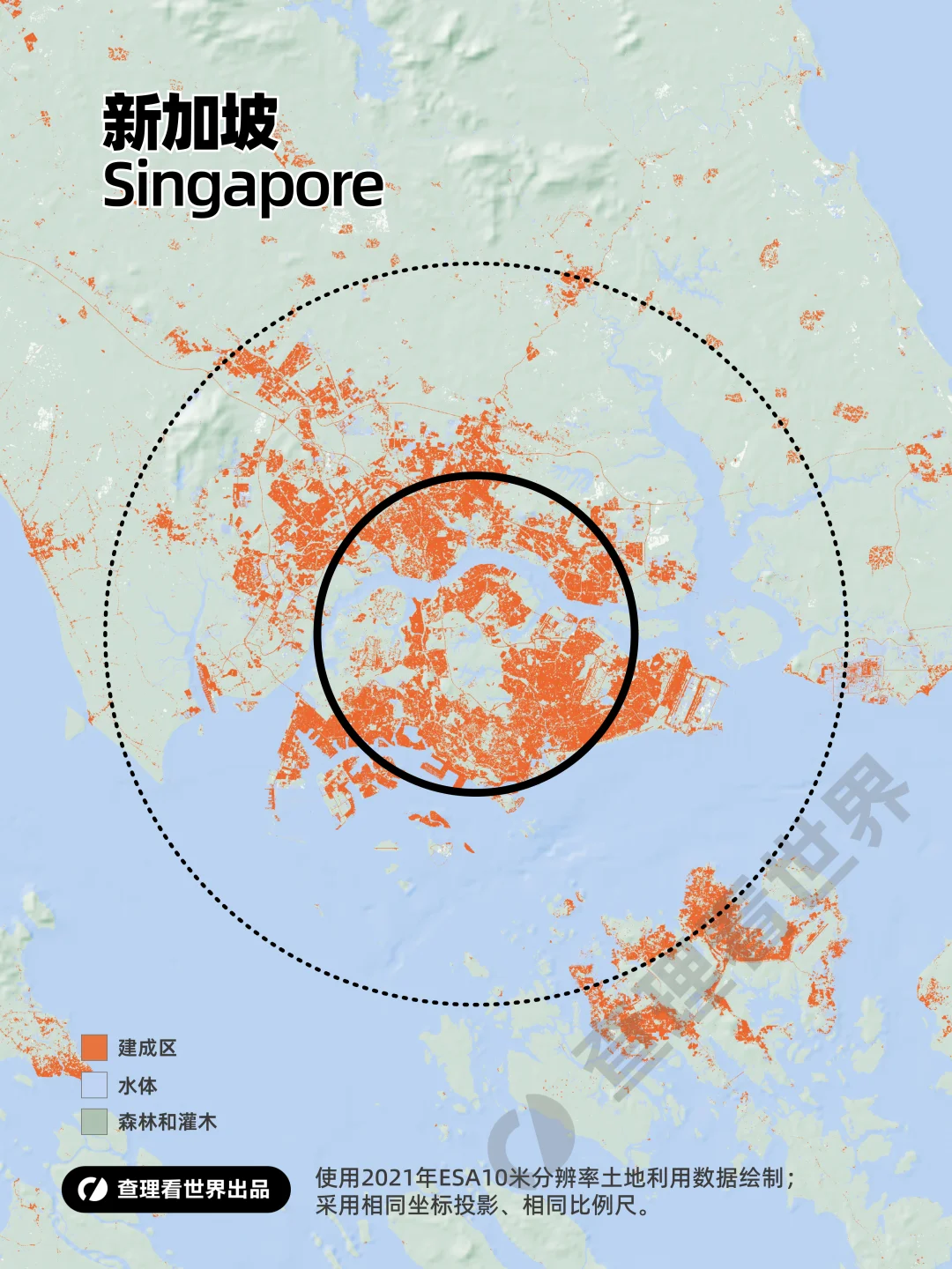 新加坡与香港，两座城邦的建成区与联动格局