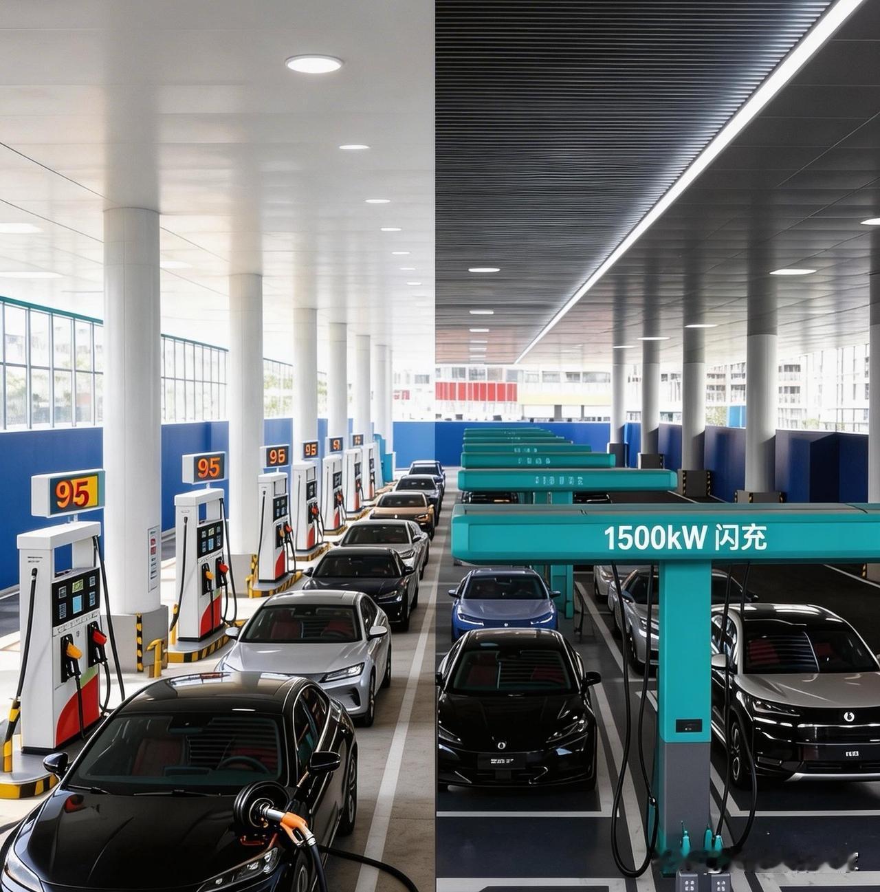 油电同速？还要油电同站🤣笑不活了！以后去加油站得做选择题了🤣比亚迪