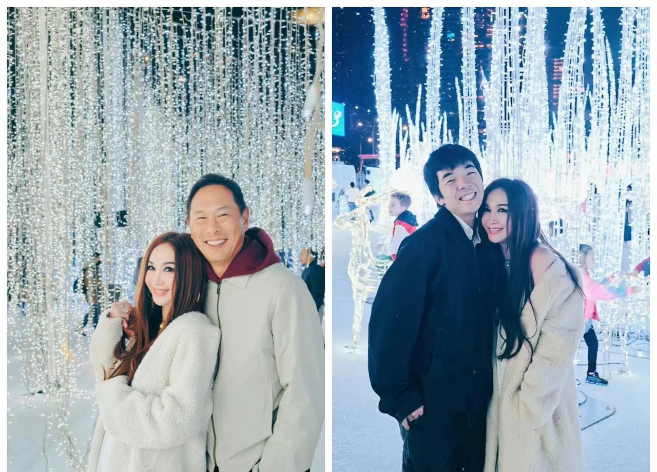 55岁温碧霞，比基尼拥吻22岁养子。何祖光就站在旁边，笑得一脸宠溺。这画面，