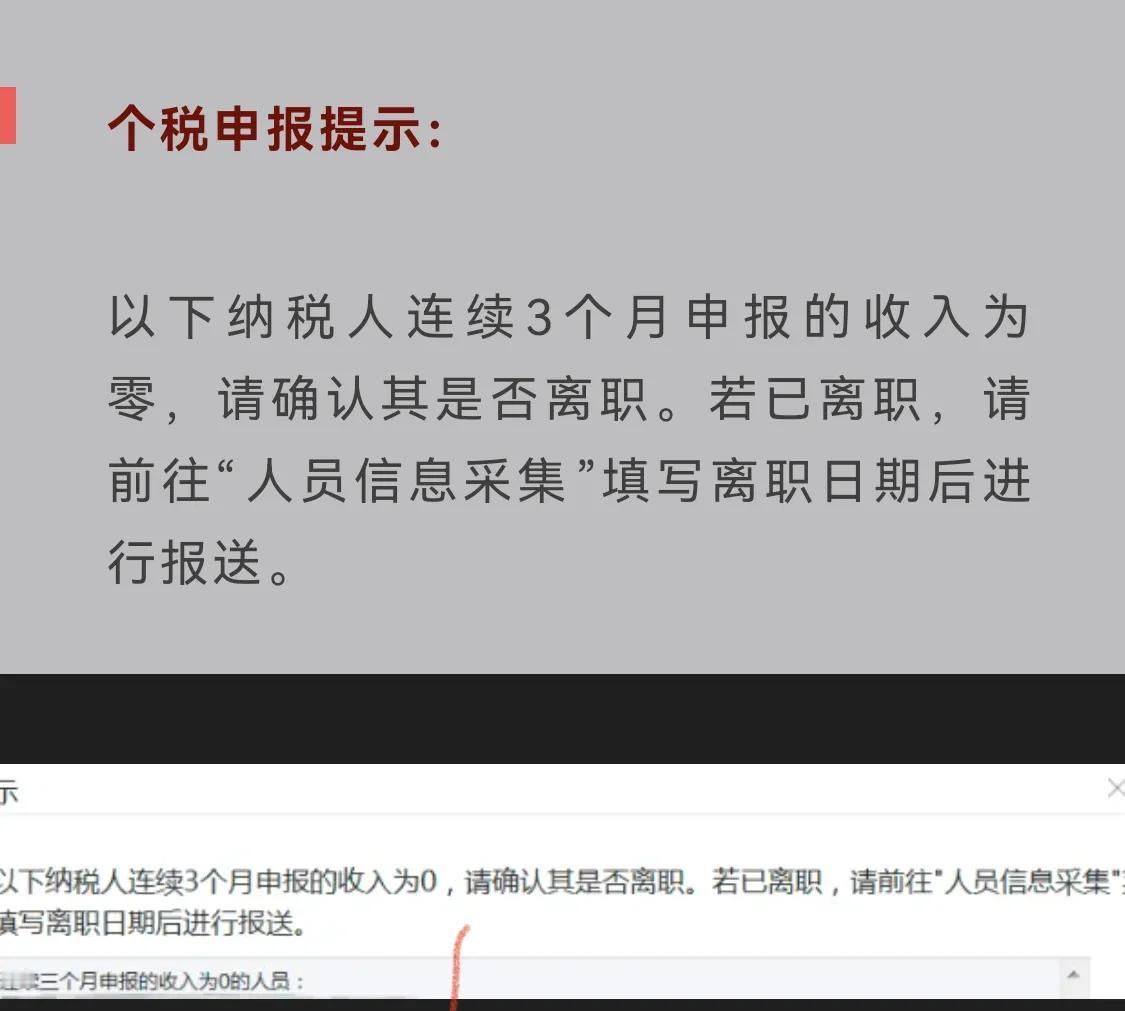 老板、会计注意！个税不能再随便零申报了，连续3个月就会触发税务预警。系统提示员