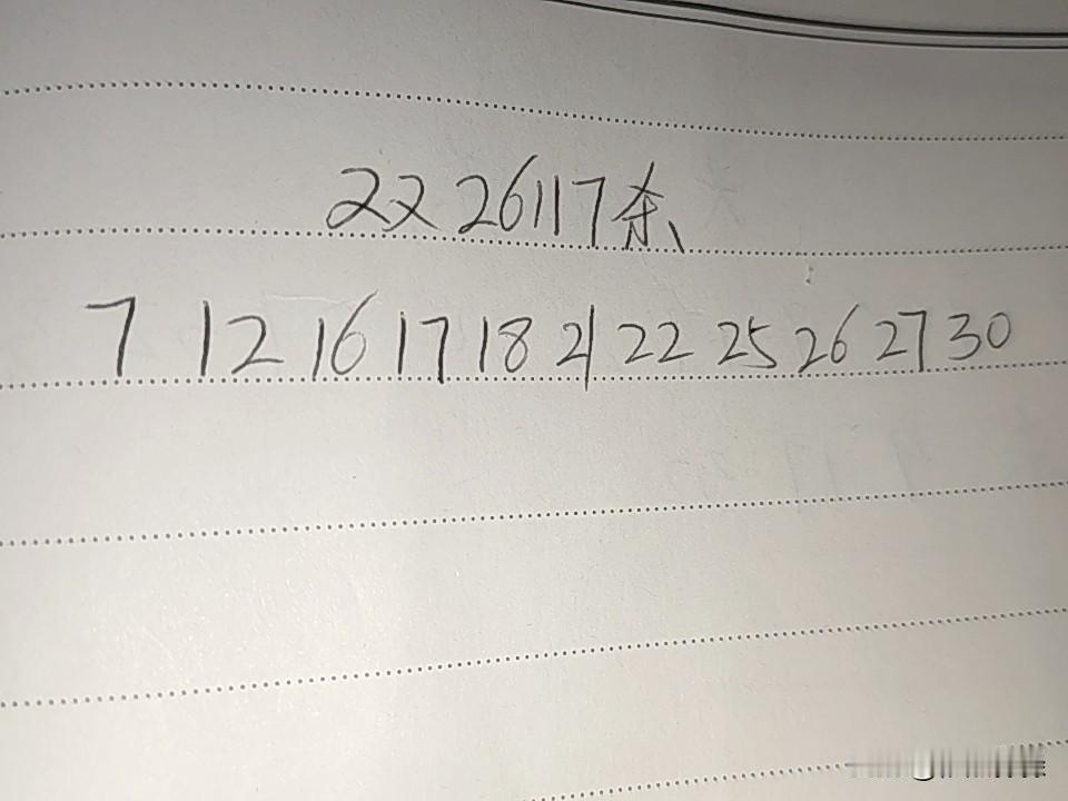 双色球26117期排码（错2码）07、12、16、17、18、21、22、25