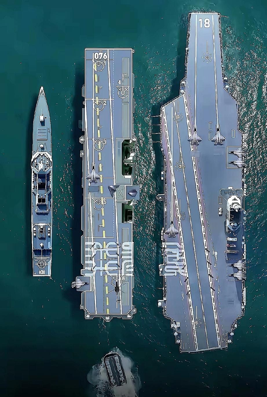 我勒个去，今天算是开了眼了。一直以为咱们的055万吨大驱，那就是海上的巨无霸，