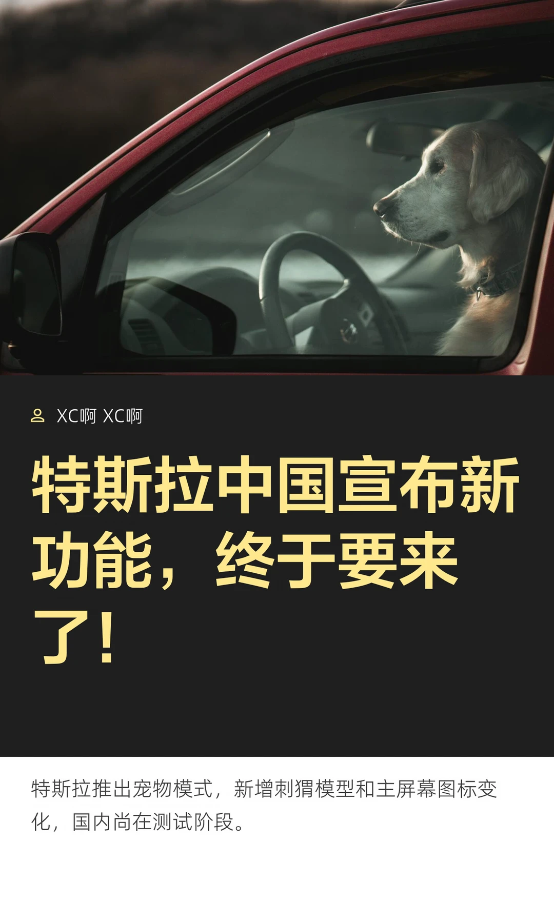 特斯拉中国宣布新功能，终于要来了！