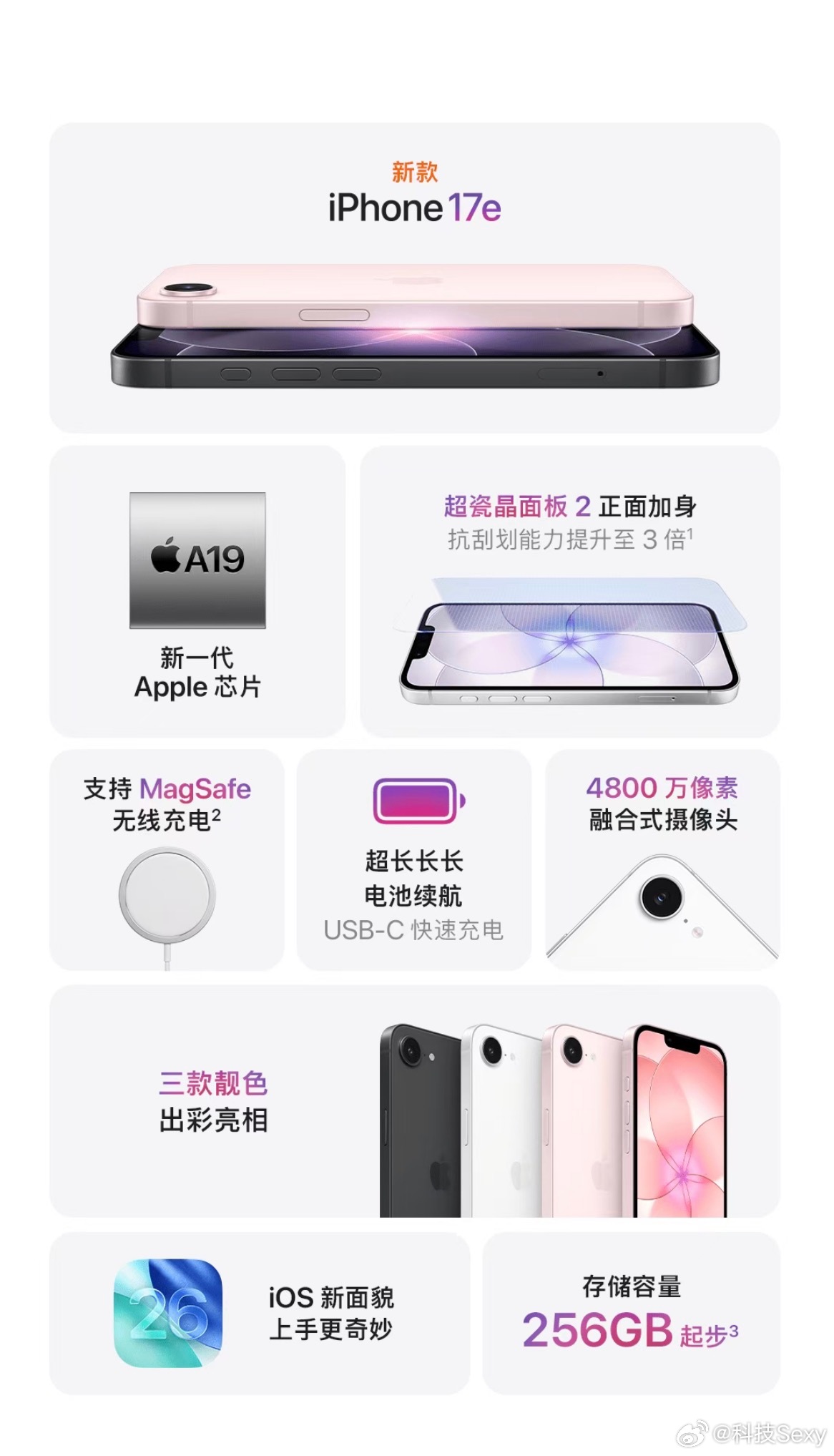 iPhone17e发布！本来以为只是换芯版本没想到还有些惊喜，加上了MagSa