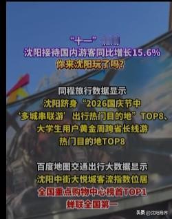 十一沈阳大数据接待国内游客增长15.6%多城串游全国第八大学生跨省长途游第