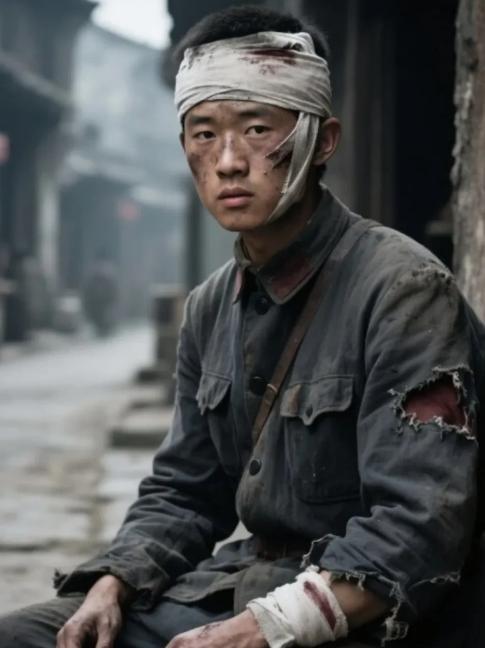 1937年，一西路军伤员正坐在街边讨饭，一个国民党士兵走了过来。他上下打量了伤员