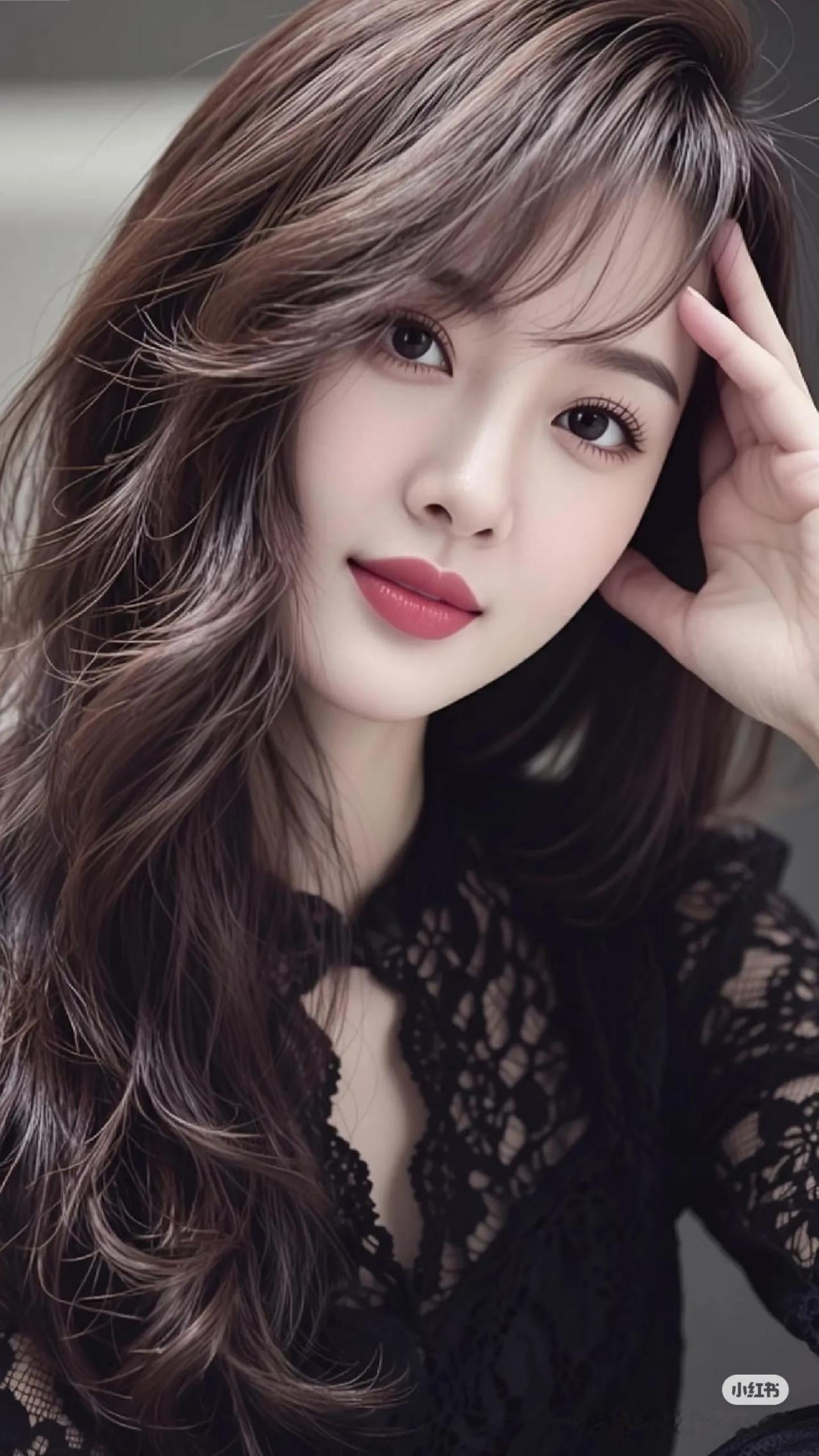 温柔眼波流转，黑纱轻遮，尽显优雅魅力。街拍高清美女