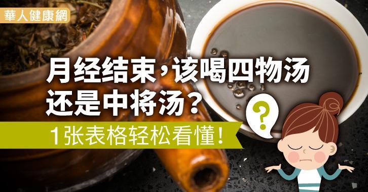 月经结束, 该喝四物汤还是中将汤? 一张表格轻松看懂!