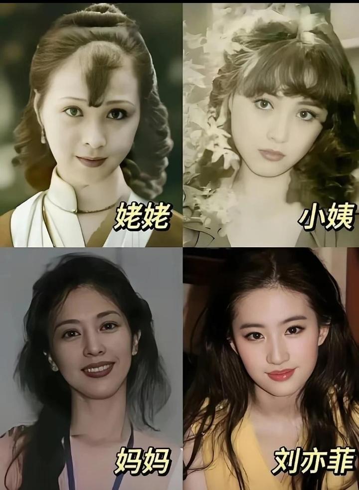 刘亦菲一家子都是极品美女，姥姥，小姨，妈妈，都比刘亦菲漂亮，你觉得呢？