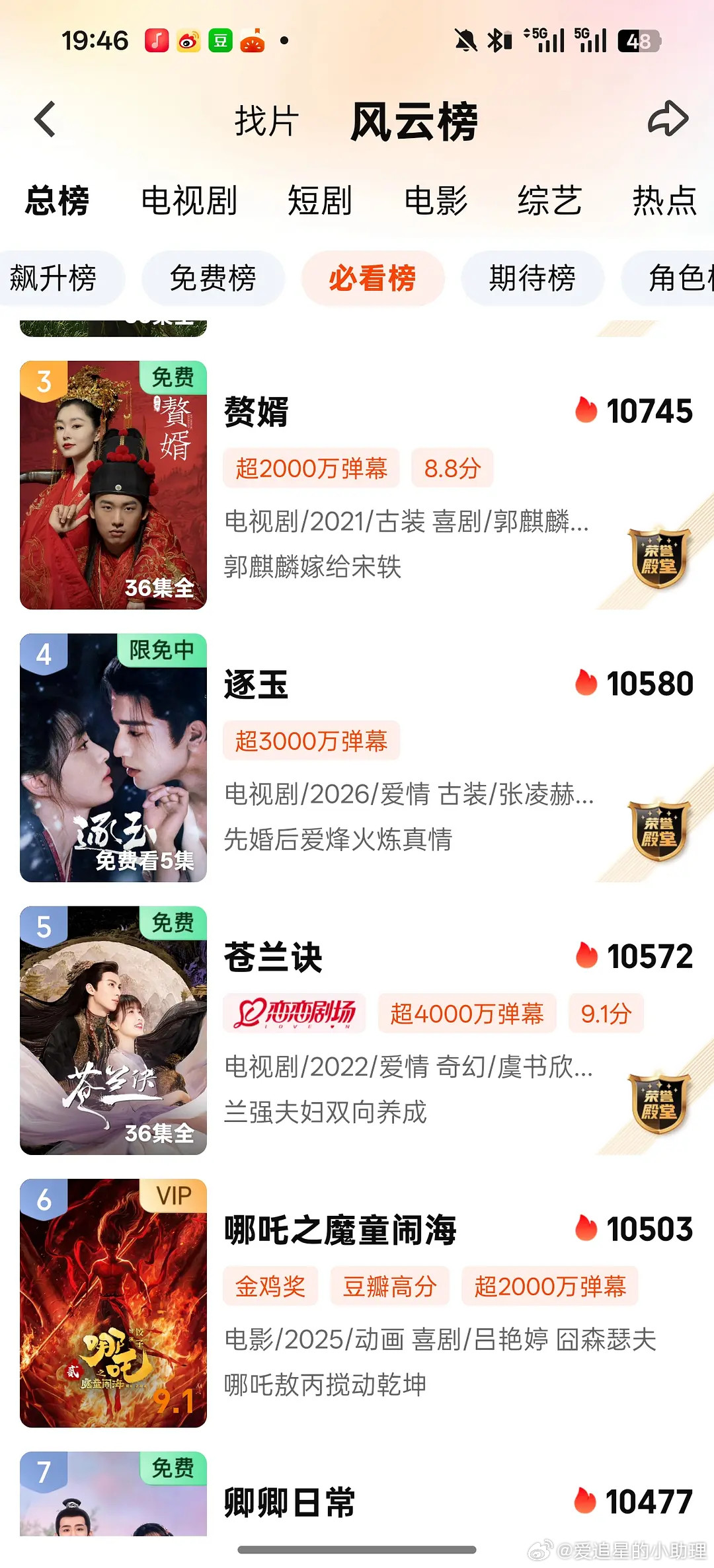 张凌赫的《逐玉》已经超过王鹤棣的《苍兰诀》了，体感谁爆？张凌赫的撕拉片又被热议了