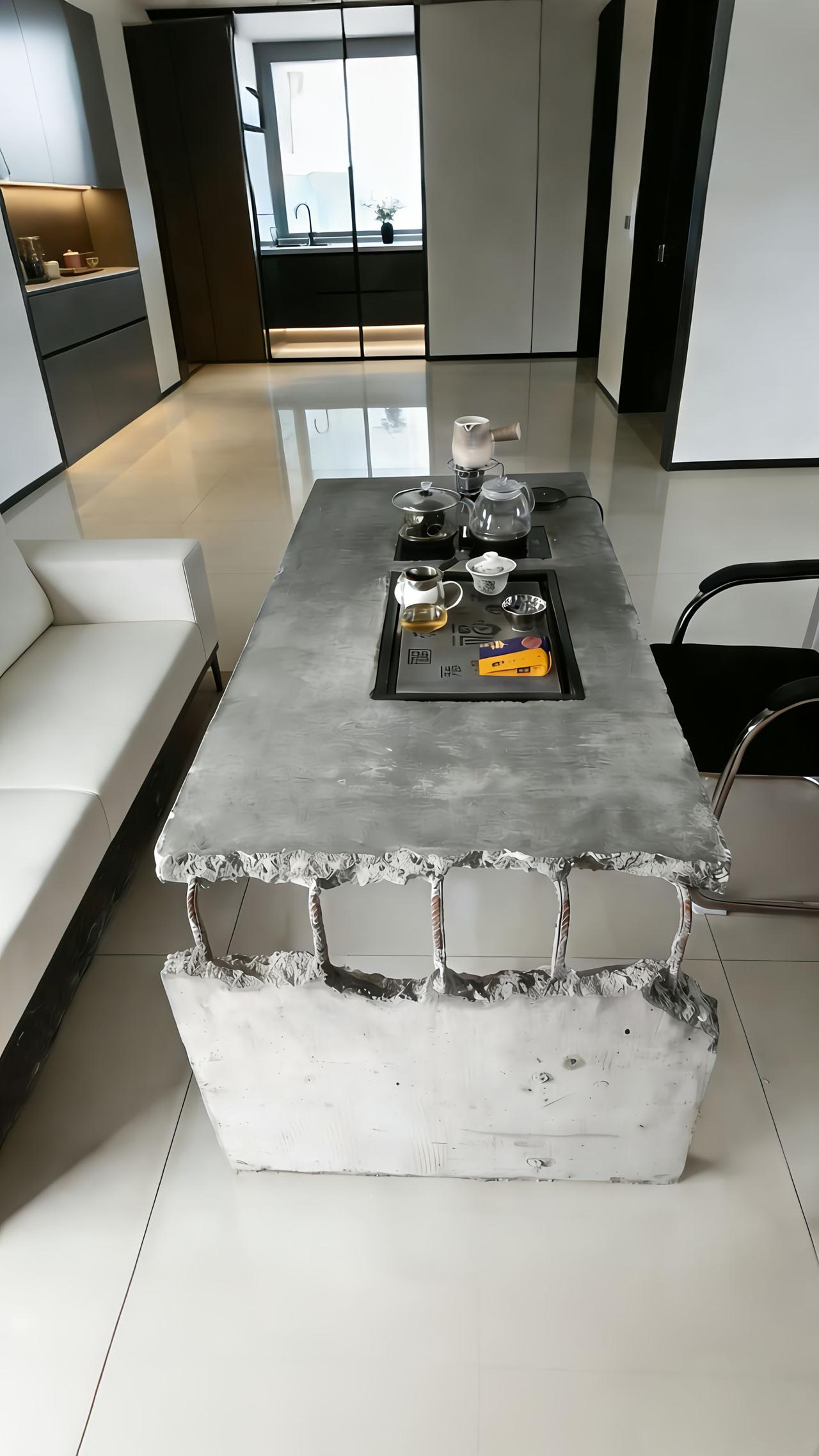 哎呀，这茶桌是刚从拆迁工地现场搬回来的吗？讲真，现在的装修风格我是越来越看不懂