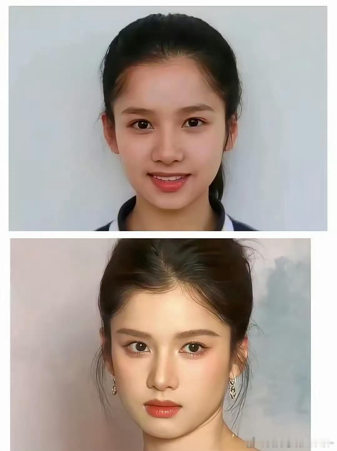 95四美早期图与最近图对比，明星是不是从小到大都长得一模一样啊，周也、张婧仪、田