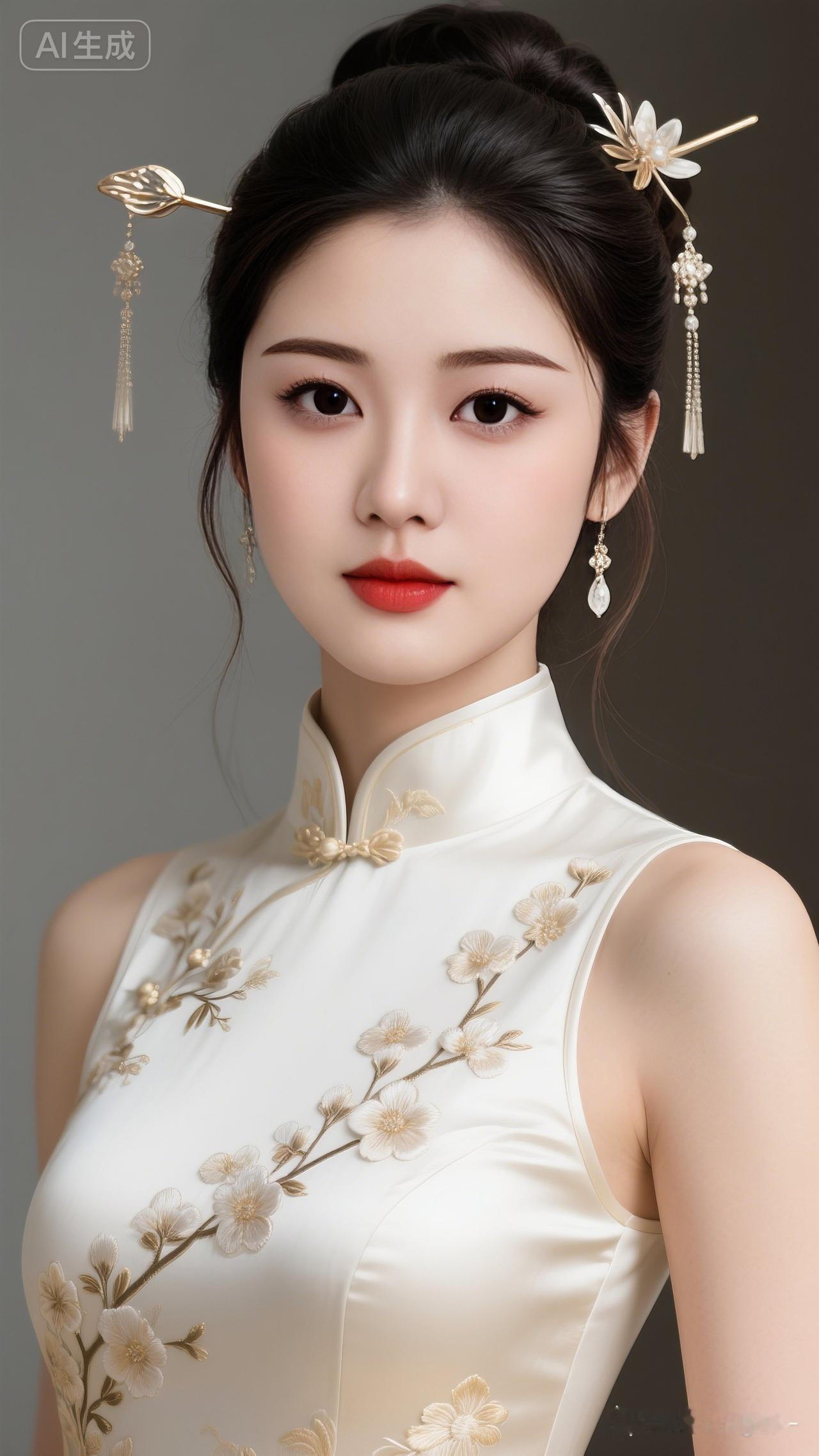 优雅旗袍，复古发饰，尽显东方韵味！