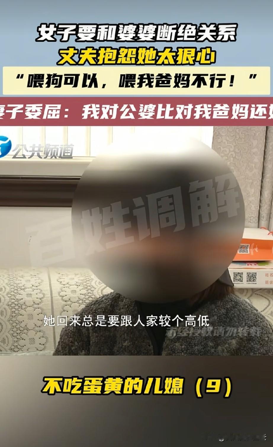 这个儿媳看的有儿子的人瑟瑟发抖。儿媳找调解员说，公婆和老公一家人都在欺负她，她
