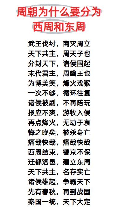 周朝为什么要分为西周和东周？答案：迁都和天子权力武王伐纣，商灭周立天下共