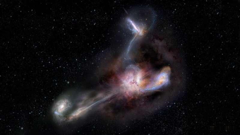 韦布空间望远镜刚盯上了一个宇宙怪物。它的中心藏着一个质量相当于230亿个太阳的黑