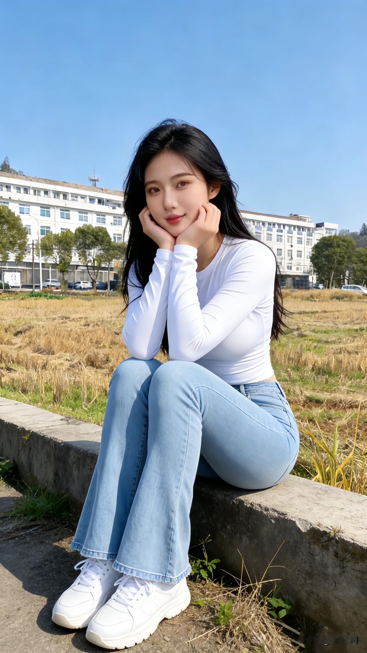 阳光明媚的午后，坐在田野边，享受宁静的时光。