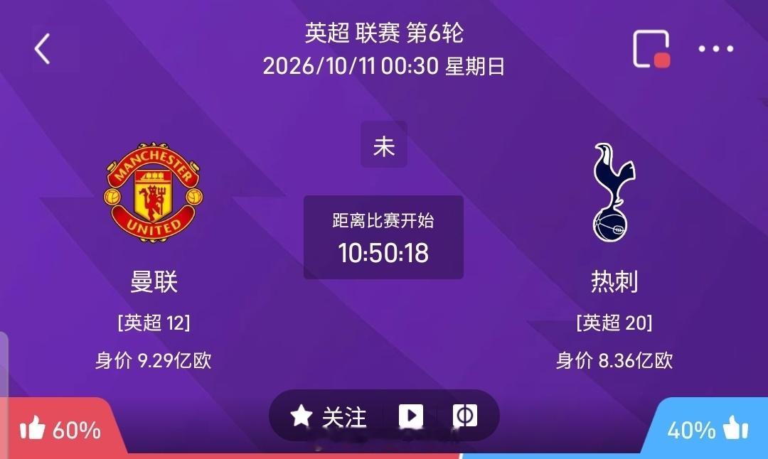 【足球】周六020英超联赛方向：曼彻斯特联Vvs托特纳姆热刺英超：曼彻斯特联VS