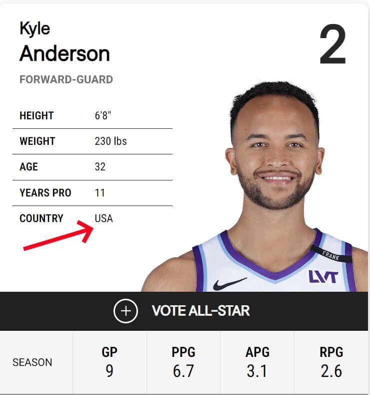 北京时间2025年12月24日，NBA官网显示李凯尔国籍变回美国，这意味着他不再