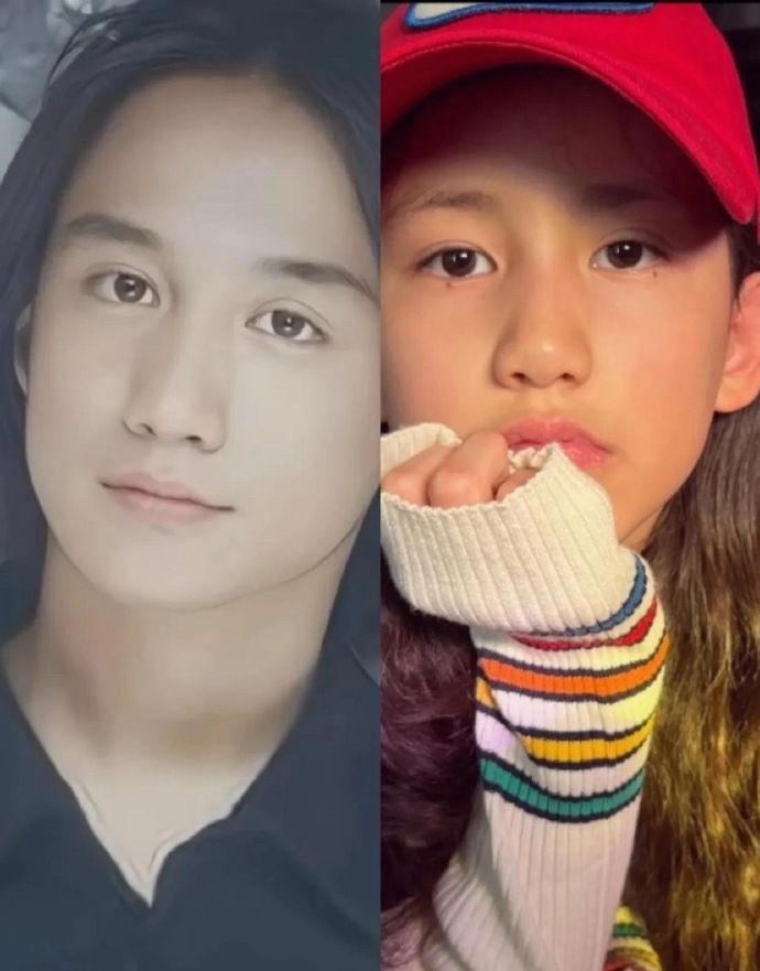 黄磊老婆孙莉，晒二女儿黄少艾的照片。12岁的多妹戴着红色的棒球帽，还染了发色，