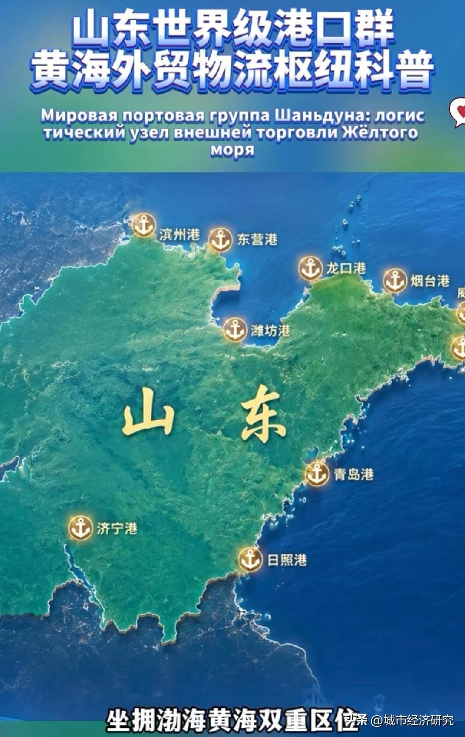 山东世界级港口城市群示意图，图片里属于山东世界级港口城市群，可以看出山东的港口城