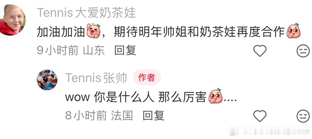 所以🇨🇳张帅明年会搭档🇷🇺萨姆索诺娃吗？目前萨姆索诺娃单打排名17、